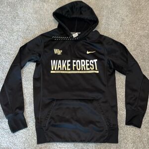 Black Nike thermafit wake Forest demon deacons  hooded hoodie Sweatshirt S